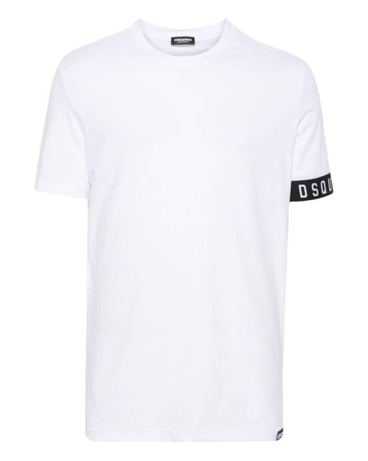 DSquared² White Crewneck T-shirt With Application for men