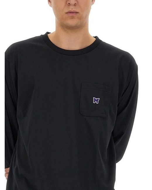 Needles Black T Shirt With Logo for men