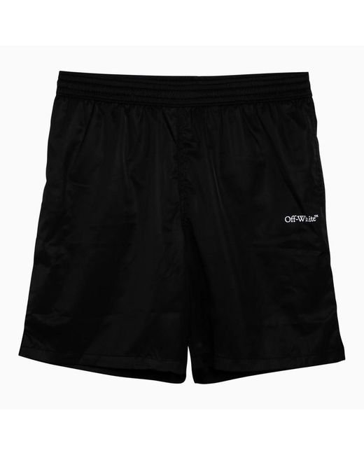 Off-White c/o Virgil Abloh Black Off- Swim Shorts With Logo for men