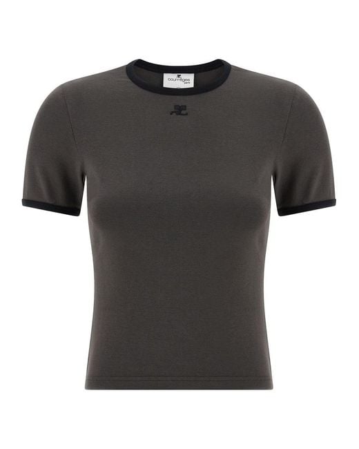 Courreges Black 'signature Contrast' T-shirt
