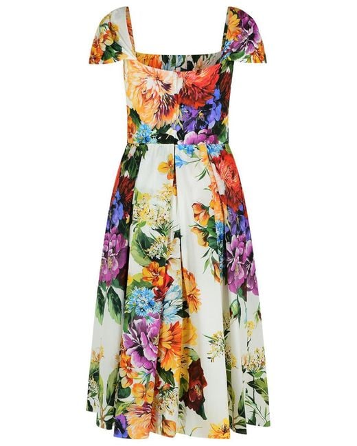 Dolce & Gabbana White 'Floral' Cotton Dress