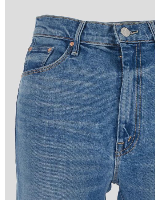 Mother Blue Weekender Slice Heel Jeans