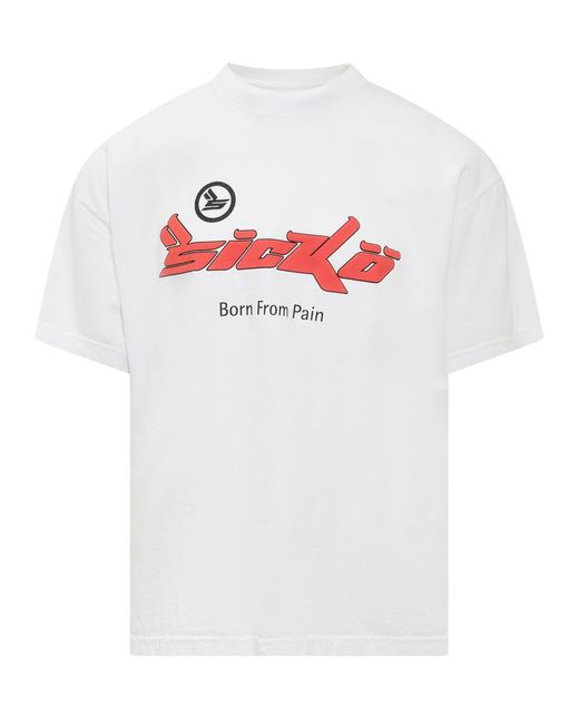 SICKO / Born From Pain White T-Shirt With Logo for men