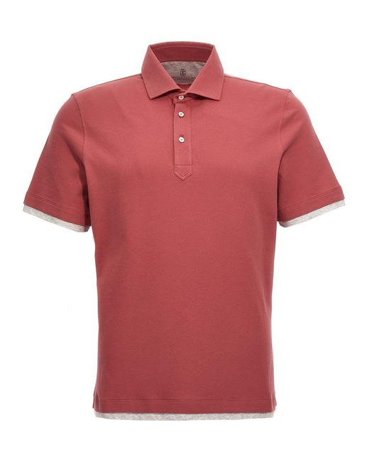 Brunello Cucinelli Red Polo Shirts for men