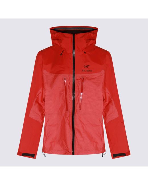 Arc teryx Nylon Hooded Windbreaker Jacket in Red for Men Lyst UK