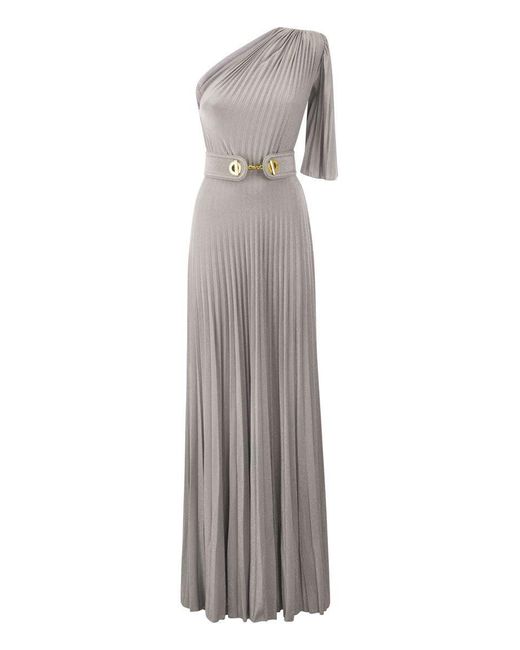 Elisabetta Franchi Gray One-Shoulder Carpet Dress