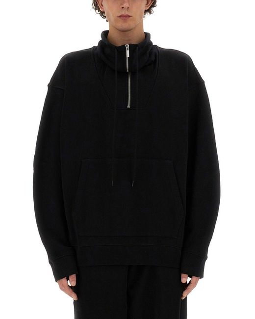 Helmut Lang Black Oversized Zip Sweatshirt With High Collar for men