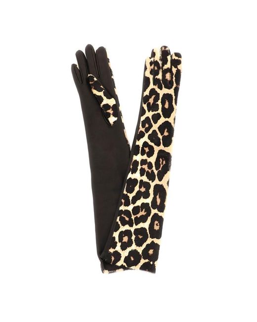 Dries Van Noten Black Leopard-Print Calf Hair Gloves