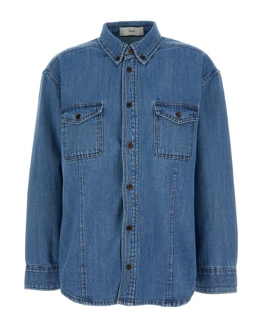 DUNST Blue Denim Shirt With Contrasting Stritching