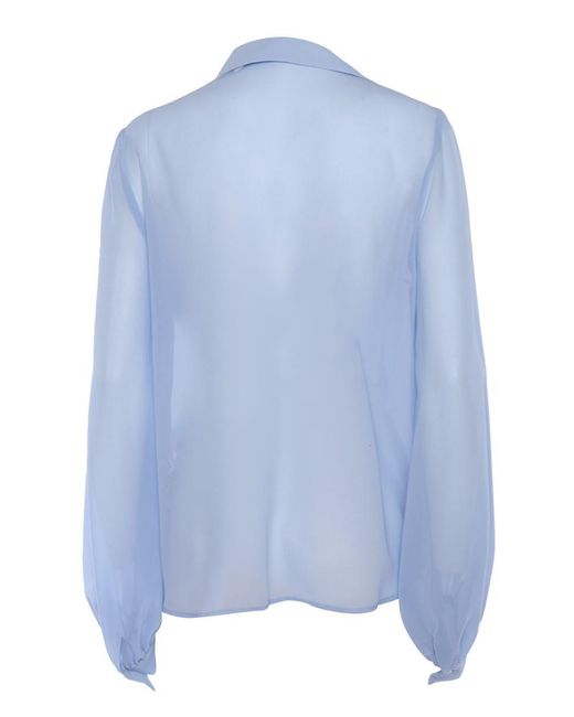 P.A.R.O.S.H. Blue Light Shirt With Lace