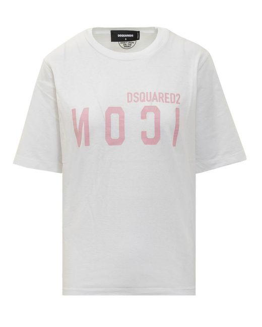 DSquared² White Icon Collection T-Shirt With Logo