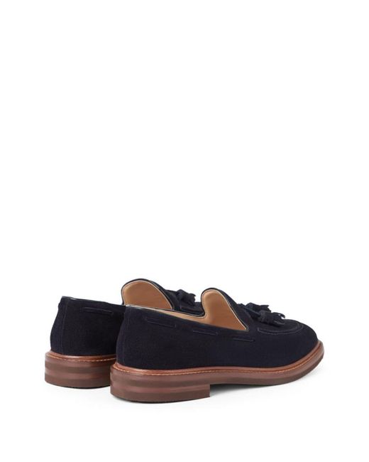 Brunello Cucinelli Blue Suede Leather Loafers for men