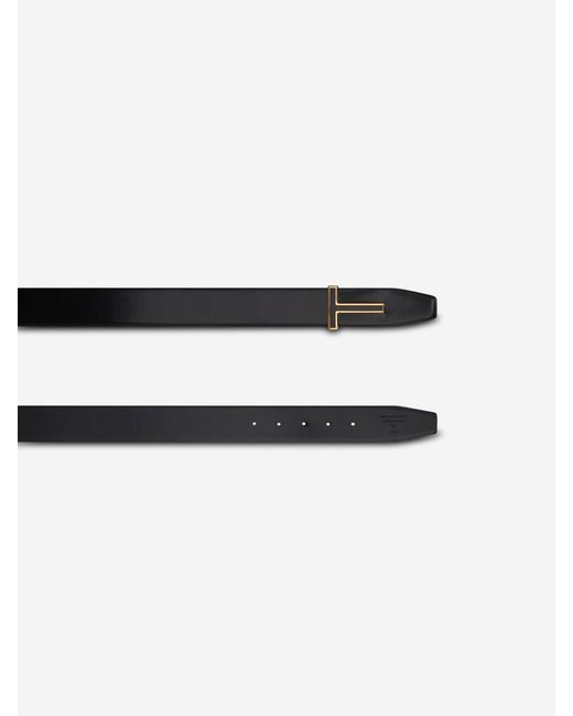 Tom Ford White T Leather Belt for men