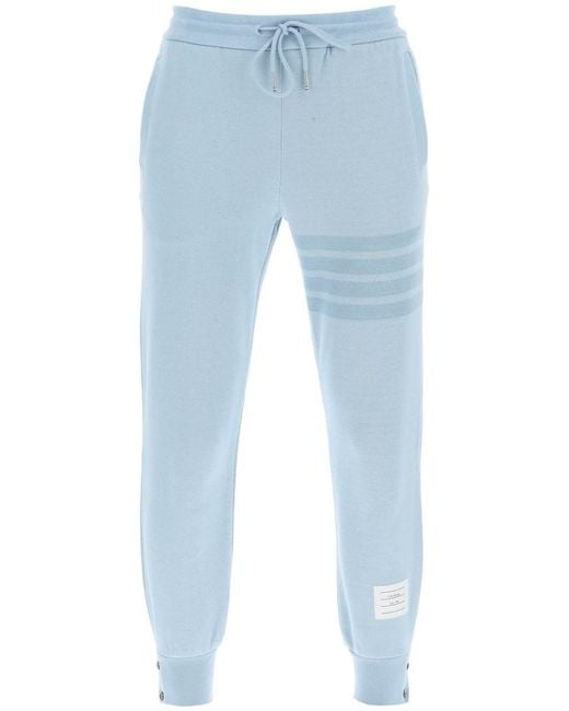 Thom Browne Blue 4 Bar Joggers In Cotton Knit