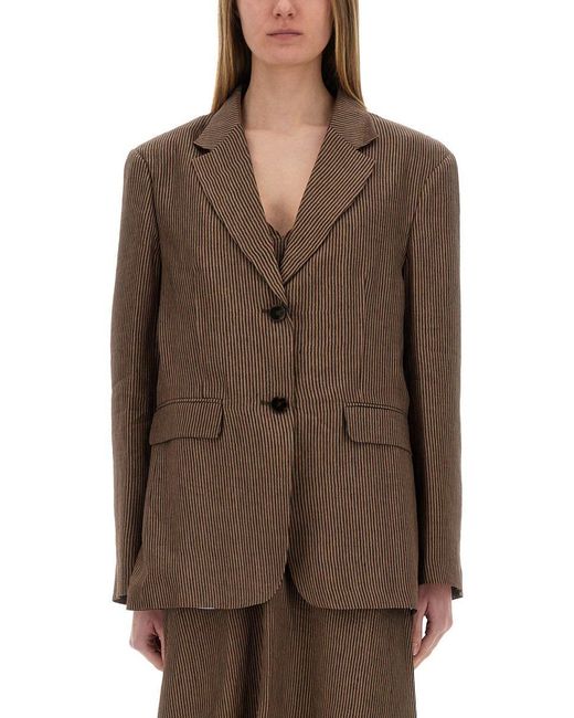 Alysi Brown "Micro Stripes" Blazer