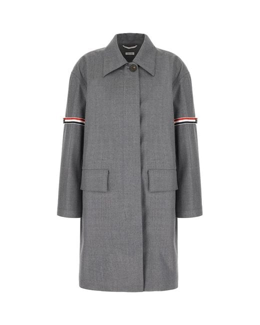 Thom Browne Gray Wool Blend Overcoat