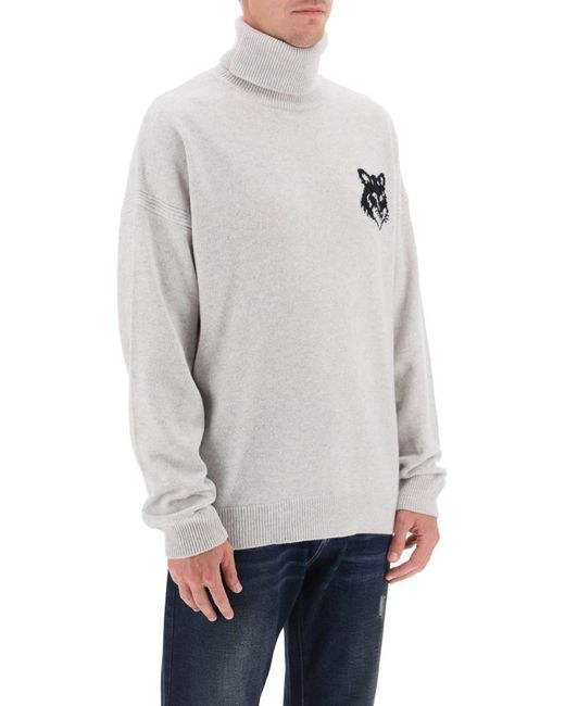 Maison Kitsuné White Fox Head Inlay Turtleneck Sweater for men