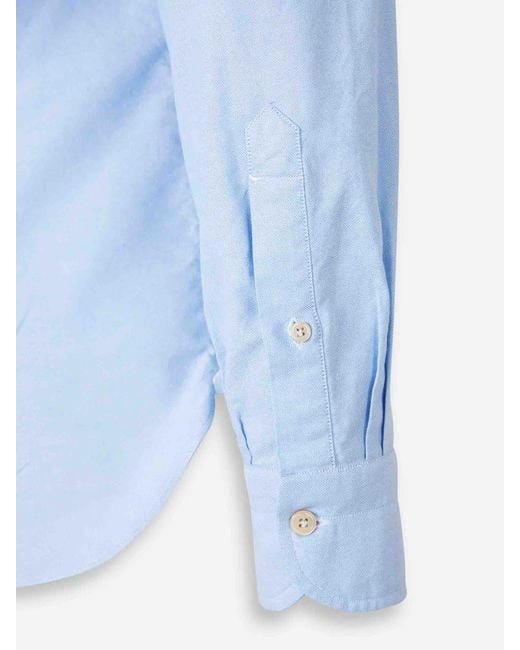 Luigi Borrelli Napoli Blue Solid Cotton Shirt for men