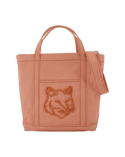 Maison Kitsuné Brown Fox Head Small Shopper Bag