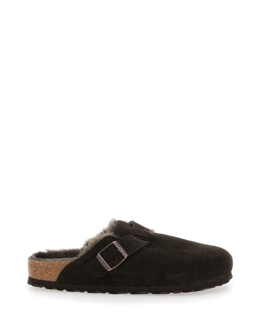 Birkenstock Black 'Boston' Slip-On Mules With Buckle