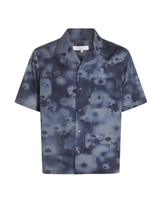 Maison Kitsuné Blue Dark Cotton Shirt for men