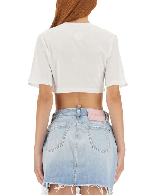 DSquared² White Cropped Fit T-Shirt