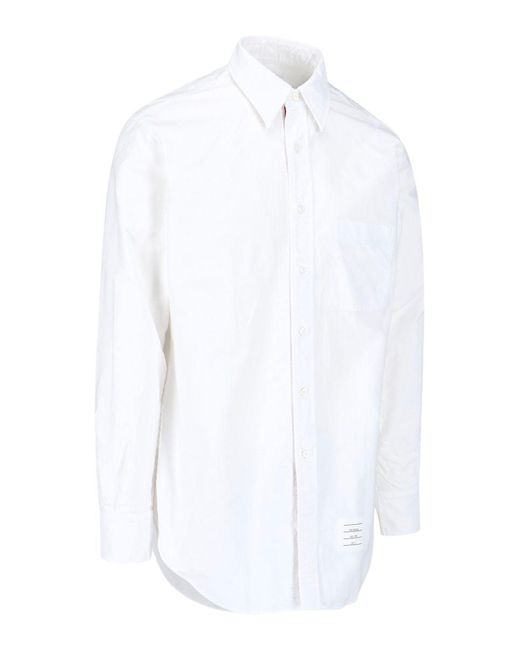Thom Browne White Button-Down Collar Cotton Shirt for men