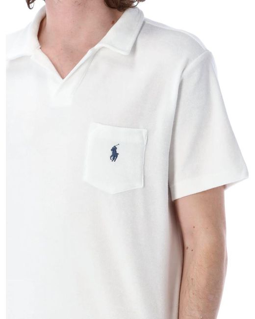 Polo Ralph Lauren White Terry Polo Shirt With Pocket for men