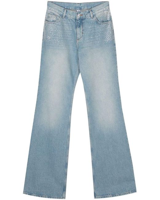 Liu Jo Blue Flared Cotton Jeans With Decoration