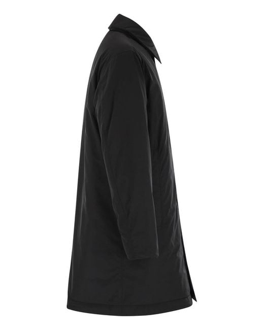 Stone Island Black Padded Car Coat With Anti-Drip And Snap Pockets for men