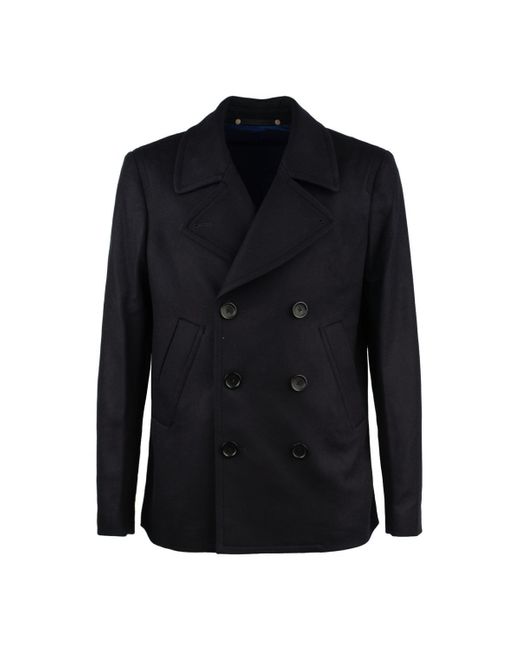 Paul Smith Blue Wool-Cashmere Pea Coat for men