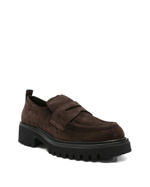 Guglielmo Rotta Black Suede Calfskin Loafers