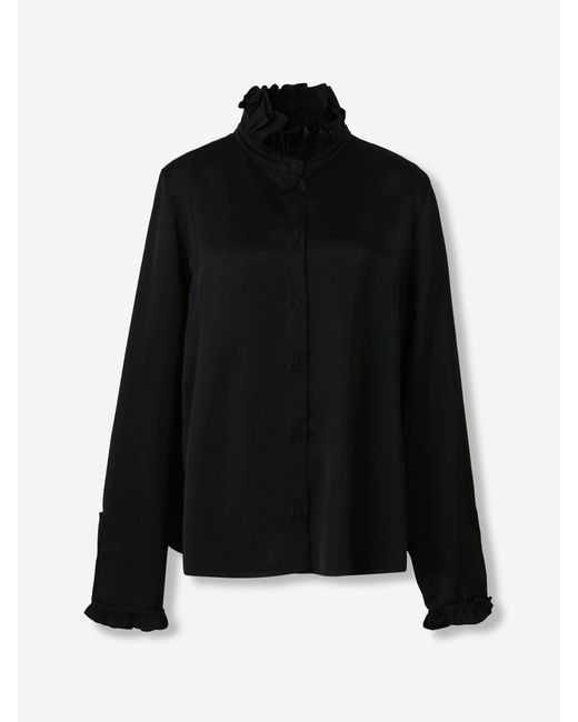 Jil Sander Black Ruffle Blouse