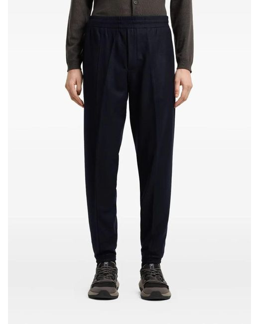 Emporio Armani Blue Drawstring Chino Trousers for men