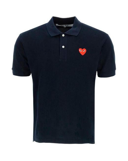 COMME DES GARÇONS PLAY Blue Heart Polo Shirt for men