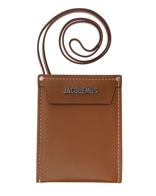 Jacquemus 'le Porte Poche Meunier' Brown Wallet With Logo Lettering In Leather Man for men
