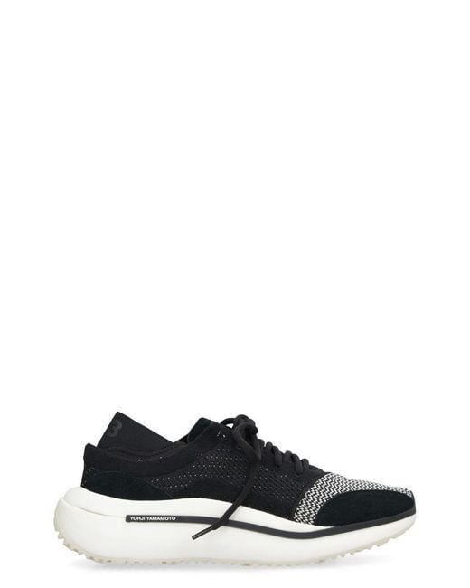 Y-3 Black Qisan Knitted Low-top Sneakers for men