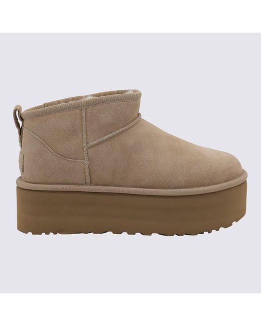 Ugg Brown Sand Classic Ultra Mini Platform Boots