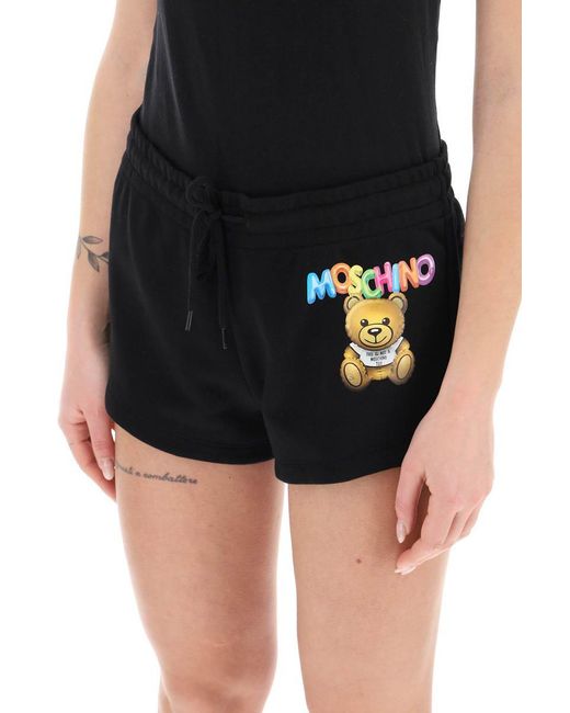 Moschino Black Logo Printed Shorts