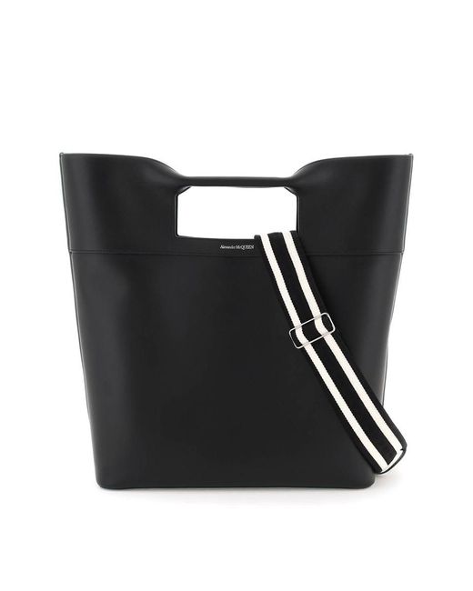 Alexander McQueen Black Leather Tote Bag for men