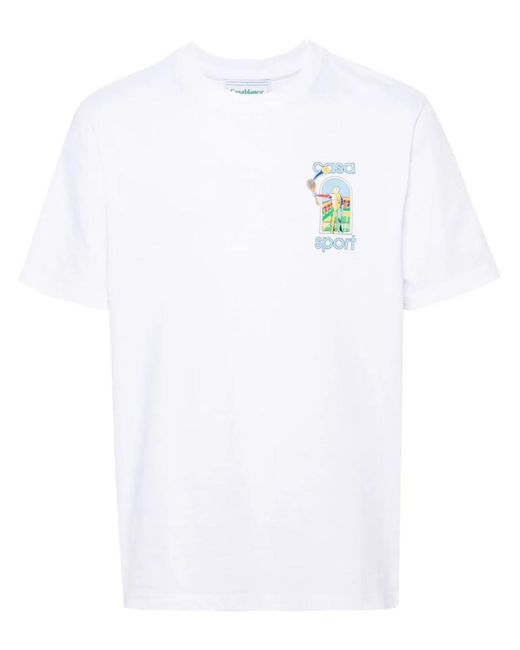 Casablancabrand White Le Jeu T-Shirt With Print for men