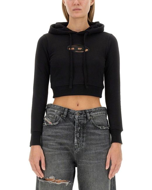 DIESEL Crop Hoodie in Black Lyst UK