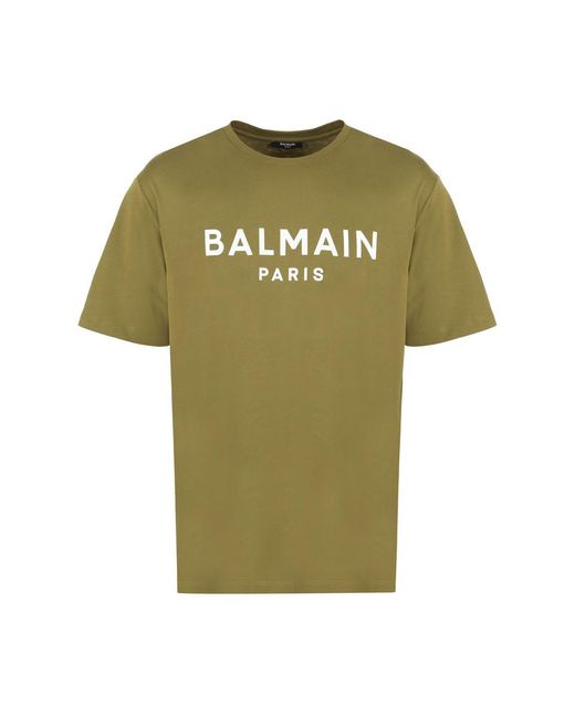 Balmain Green Cotton Crew-neck T-shirt for men