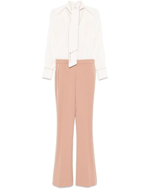 Elisabetta Franchi White And Jumpsuit With Neck Detail