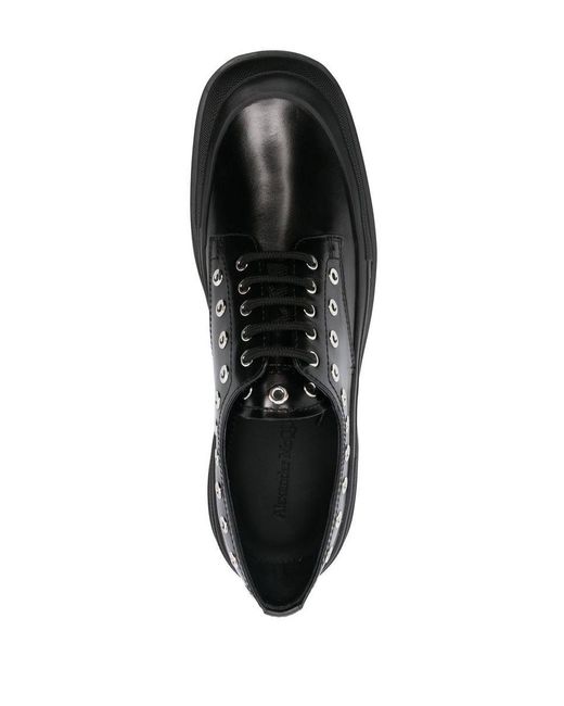 Alexander McQueen Black Tread Slick Leather Brogues for men