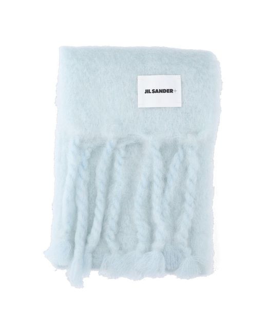 Jil Sander Blue Mohair And Wool Blend Scarf