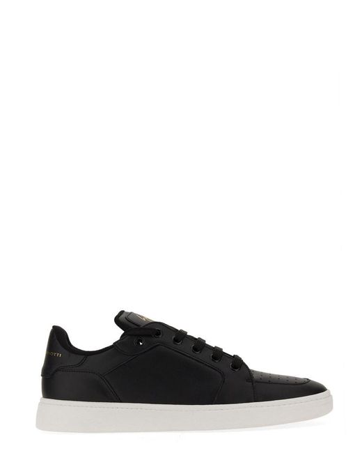 Giuseppe Zanotti Black Leather Sneakers With Embossed Logo for men