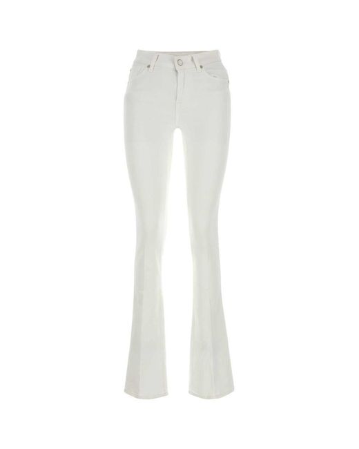 7 For All Mankind White Stretch Denim Bootcut Jeans