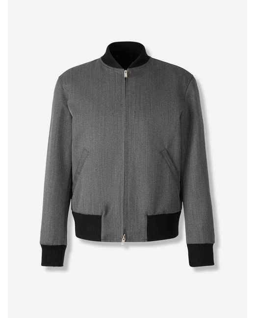 Lardini Gray Wool Bomber Jacket for men