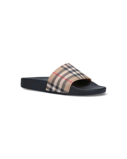 Burberry White Women Vintage Check Slides